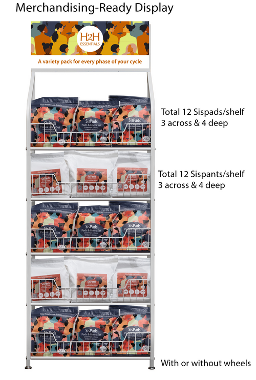 Merchandising-Ready 36 SisPads & 24 SisPants Display - 5 Tier